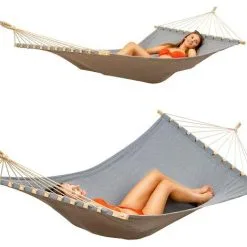 AMANKA Double Hamac Avec Support à 120 Kg 200x120cm Structure Extérieure En Métal Cadre - Grau -AMANKA Soldes Boutique 35568049 3