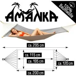 AMANKA Double Hamac Avec Support à 120 Kg 200x120cm Structure Extérieure En Métal Cadre - Grau -AMANKA Soldes Boutique 35568049 4