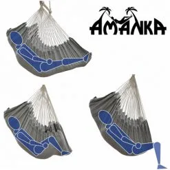 AMANKA XXL Chaise Suspendue Avec Compartiment Latéral Et Coussin - Hamac 220x120 Cm - Grau -AMANKA Soldes Boutique 39300886 4