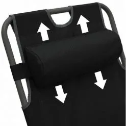 AMANKA Chaise Longue Avec Housse Et Oreiller 178 Cm Fauteuil De Jardin Siège Noir - Schwarz -AMANKA Soldes Boutique 46396085 5