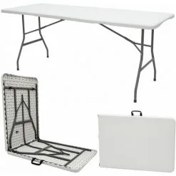 AMANKA Ensemble De Table à Bière En Plastique Pour 8 Personnes 180 X 70cm 2 Bancs Blanc - Weiss -AMANKA Soldes Boutique 49166993 4