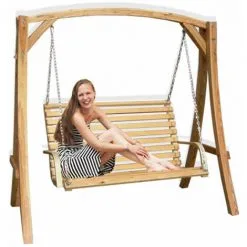 AMANKA BALANCELLE DE JARDIN En Bois De Mélèze | Balançoire Pour Toute La Famille | Banc 2 Places | Pour L'intérieur Et Extérieure De La Maison - Holzfarben