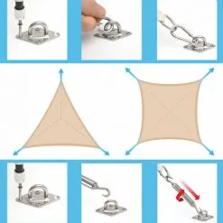 AMANKA Fixation Toile Ombrage Triangulaire Kit Voile Solaire Attache Protection Soleil - Silber -AMANKA Soldes Boutique 55021676 5