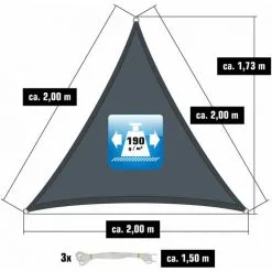 AMANKA 2x2x2 Voile D'Ombrage Triangulaire Étanche - Toile De Jardin Avec Fixation Inox - Grau -AMANKA Soldes Boutique 55908679 3