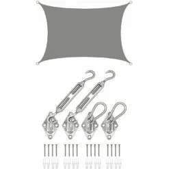 AMANKA 2x3 Voile D'Ombrage Rectangulaire Étanche - Toile De Jardin Avec Fixation Inox - Grau