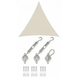 AMANKA 5x5x5 Voile D'Ombrage Triangulaire Étanche - Toile De Jardin Avec Fixation Inox - Beige