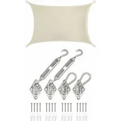 AMANKA 2x3 Voile D'Ombrage Rectangulaire Étanche - Toile De Jardin Avec Fixation Inox - Beige