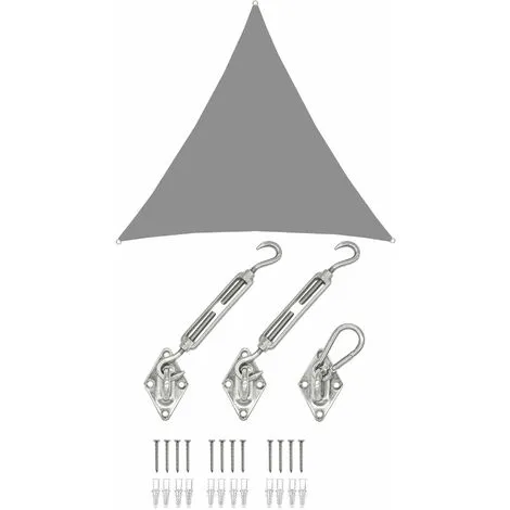 AMANKA 3x3x3 Voile D'Ombrage Triangulaire Étanche - Toile De Jardin Avec Fixation Inox - Grau 1 AMANKA 3x3x3 Voile D'Ombrage Triangulaire Étanche - Toile De Jardin Avec Fixation Inox - Grau