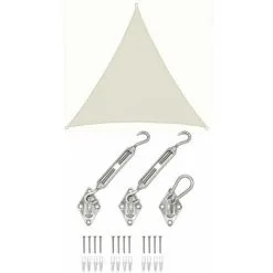 AMANKA 4x4x4 Voile D'Ombrage Triangulaire Étanche - Toile De Jardin Avec Fixation Inox - Beige