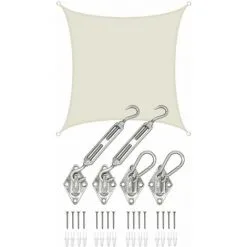 AMANKA 3x3 Voile D'Ombrage Carrée Étanche - Toile De Jardin Avec Fixation En Acier Inox - Beige
