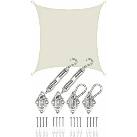 AMANKA 3x3 Voile D'Ombrage Carrée Étanche - Toile De Jardin Avec Fixation En Acier Inox - Beige 1 AMANKA 3x3 Voile D'Ombrage Carrée Étanche - Toile De Jardin Avec Fixation En Acier Inox - Beige