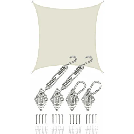 AMANKA 4x4 Voile D'Ombrage Carrée Étanche - Toile De Jardin Avec Fixation En Acier Inox - Beige 1 AMANKA 4x4 Voile D'Ombrage Carrée Étanche - Toile De Jardin Avec Fixation En Acier Inox - Beige