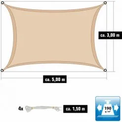 AMANKA 3x5 Voile D'Ombrage Rectangulaire Étanche - Toile De Jardin Avec Fixation Inox - Beige -AMANKA Soldes Boutique 56364265 3