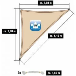 AMANKA 3,6x3,6x5,1 Voile D'Ombrage Triangulaire Respirante - Toile UV Avec Fixation - Beige 7 AMANKA 3,6x3,6x5,1 Voile D'Ombrage Triangulaire Respirante - Toile UV Avec Fixation - Beige -AMANKA Soldes Boutique 56549598 3