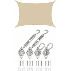 AMANKA 4x6 Voile D'Ombrage Rectangulaire Respirante - Toile De Jardin UV Avec Fixation - Beige