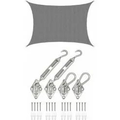 AMANKA 3x4 Voile D'Ombrage Rectangulaire Respirante - Toile De Jardin UV Avec Fixation - Grau