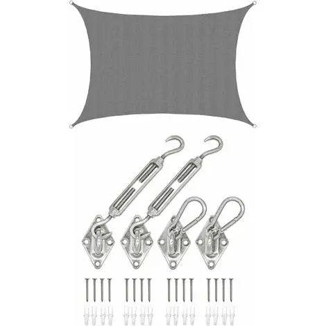 AMANKA 3x4 Voile D'Ombrage Rectangulaire Respirante - Toile De Jardin UV Avec Fixation - Grau 1 AMANKA 3x4 Voile D'Ombrage Rectangulaire Respirante - Toile De Jardin UV Avec Fixation - Grau