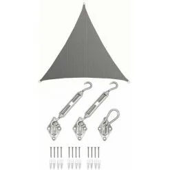 AMANKA 5x5x5 Voile D'Ombrage Triangulaire Respirante - Toile De Jardin UV Avec Fixation - Grau