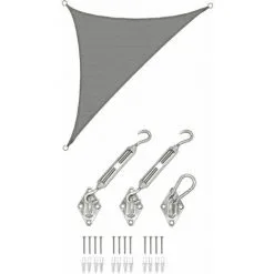AMANKA Soldes Boutique 24 AMANKA 2,5x2,5x3,5 Voile D'Ombrage Triangulaire Respirante - Toile UV Avec Fixation - Grau