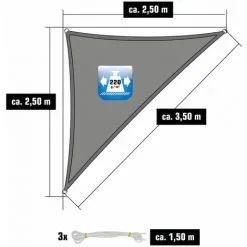 AMANKA 2,5x2,5x3,5 Voile D'Ombrage Triangulaire Respirante - Toile UV Avec Fixation - Grau -AMANKA Soldes Boutique 56550211 3