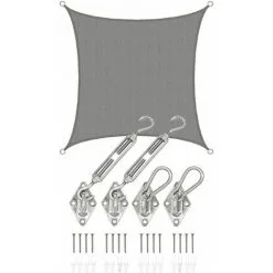 AMANKA Soldes Boutique 32 AMANKA 2x2 Voile D'Ombrage Carrée Respirante - Toile De Jardin Avec Fixation Acier Inox - Grau