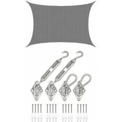 AMANKA 4x6 Voile D'Ombrage Rectangulaire Respirante - Toile De Jardin UV Avec Fixation - Grau