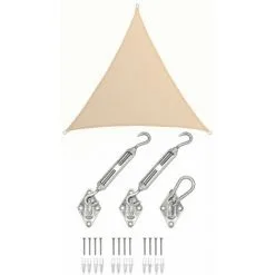 AMANKA Soldes Boutique 38 AMANKA 2x2x2 Voile D'Ombrage Triangulaire Respirante - Toile De Jardin UV Avec Fixation - Beige