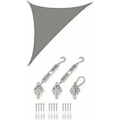 AMANKA 3x3x4,2 Voile D'Ombrage Triangulaire Respirante - Toile UV Avec Fixation - Grau