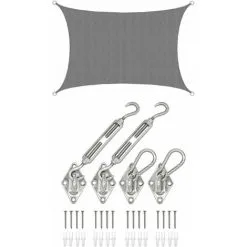 AMANKA 3x2 Voile D'Ombrage Rectangulaire Respirante - Toile De Jardin UV Avec Fixation - Grau