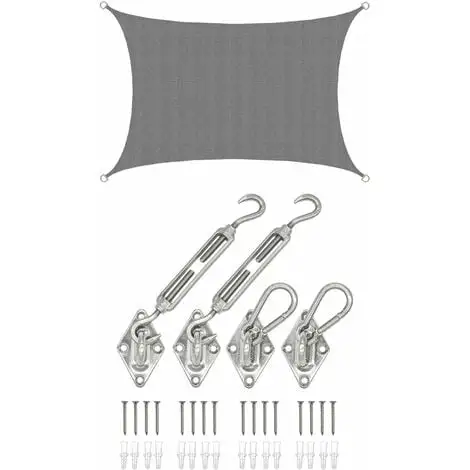 AMANKA 3x2 Voile D'Ombrage Rectangulaire Respirante - Toile De Jardin UV Avec Fixation - Grau 1 AMANKA 3x2 Voile D'Ombrage Rectangulaire Respirante - Toile De Jardin UV Avec Fixation - Grau