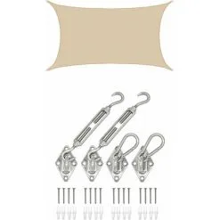 AMANKA 3x5 Voile D'Ombrage Rectangulaire Respirante - Toile De Jardin UV Avec Fixation - Beige