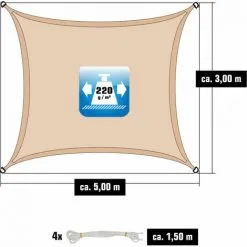 AMANKA 3x5 Voile D'Ombrage Rectangulaire Respirante - Toile De Jardin UV Avec Fixation - Beige -AMANKA Soldes Boutique 56550288 3