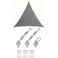 AMANKA 3x3x3 Voile D'Ombrage Triangulaire Respirante - Toile De Jardin UV Avec Fixation - Grau
