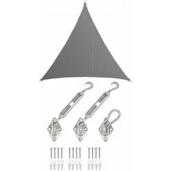 AMANKA 6x6x6 Voile D'Ombrage Triangulaire Respirante - Toile De Jardin UV Avec Fixation - Grau
