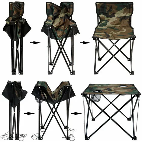 AMANKA Table De Camping + 4 Chaises + Sac De Transport 60x22x24cm | Pliant Léger Petit Portable | Pour Pique-nique Festival Grillade Randonnée Pêche Parc | Camouflage Vert - Braun 3 AMANKA Table De Camping + 4 Chaises + Sac De Transport 60x22x24cm | Pliant Léger Petit Portable | Pour Pique-nique Festival Grillade Randonnée Pêche Parc | Camouflage Vert - Braun – Image 3
